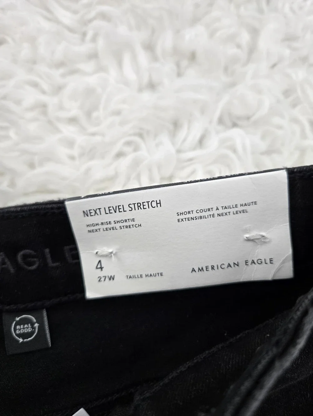 American Eagle Next Level Stretch High Rise Shortie. Black. Size 4. New.